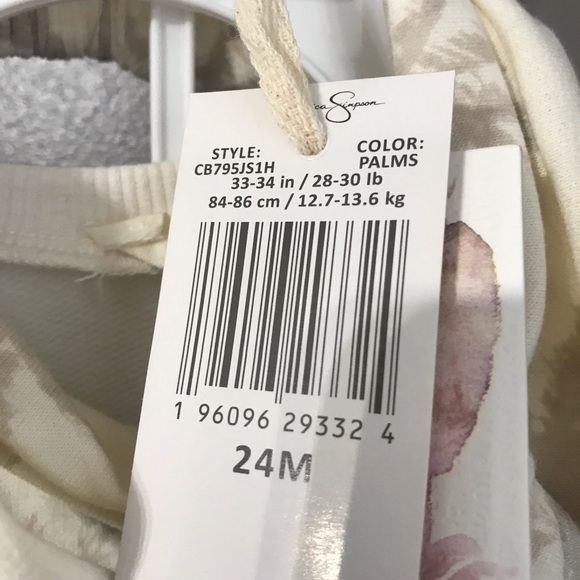 Jessica Simpson baby 24 months cream palms 3 piece outfit - Picture 6 of 13